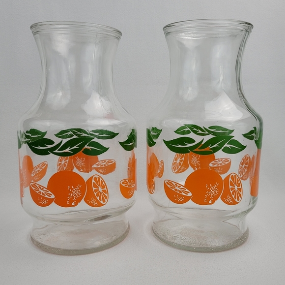(2) Vtg Anchor Hocking Glass Orange Juice Carafe - Picture 1 of 12